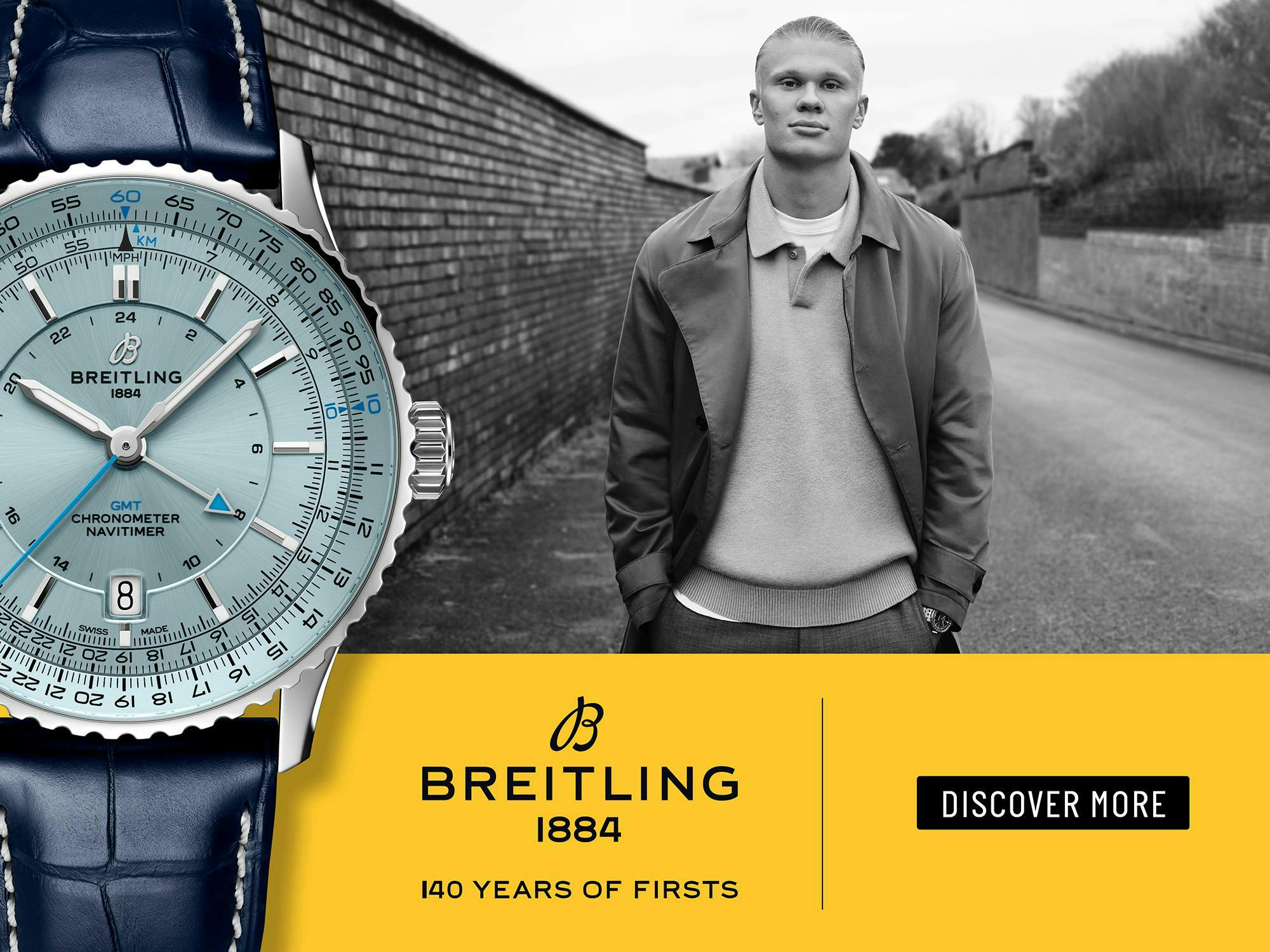 Les 140 ans de Breitling avec Erling Haaland © Breitling