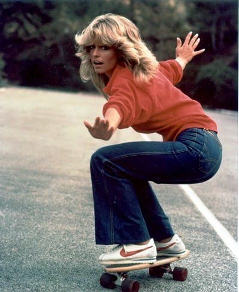 clothing person skateboard sport pants blonde female teen shoe footwear