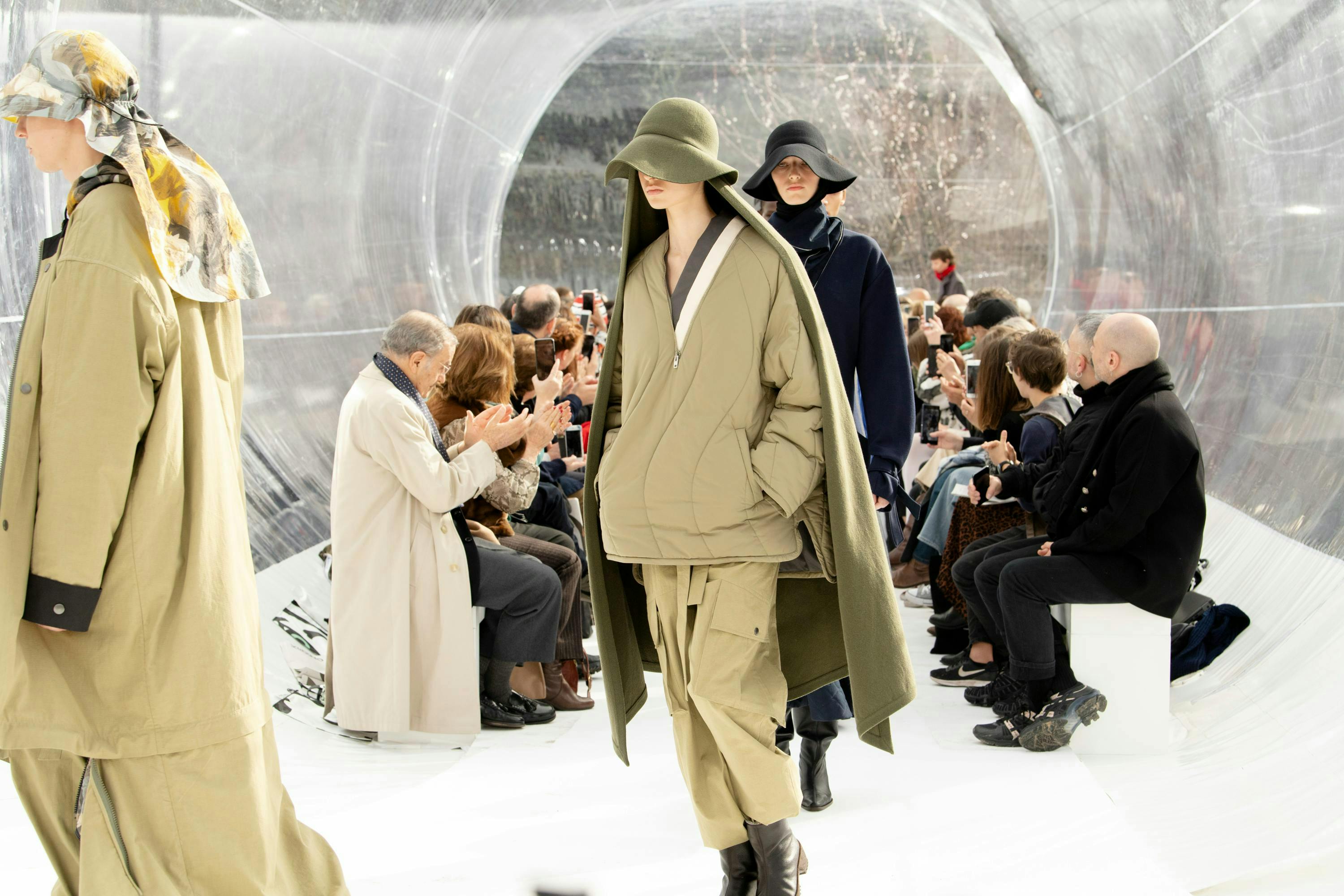 fra kenzo paris pixelformula autumn winter 2020 2021 catwalk fashion fashion show ready to wear runway women clothing apparel person human overcoat coat