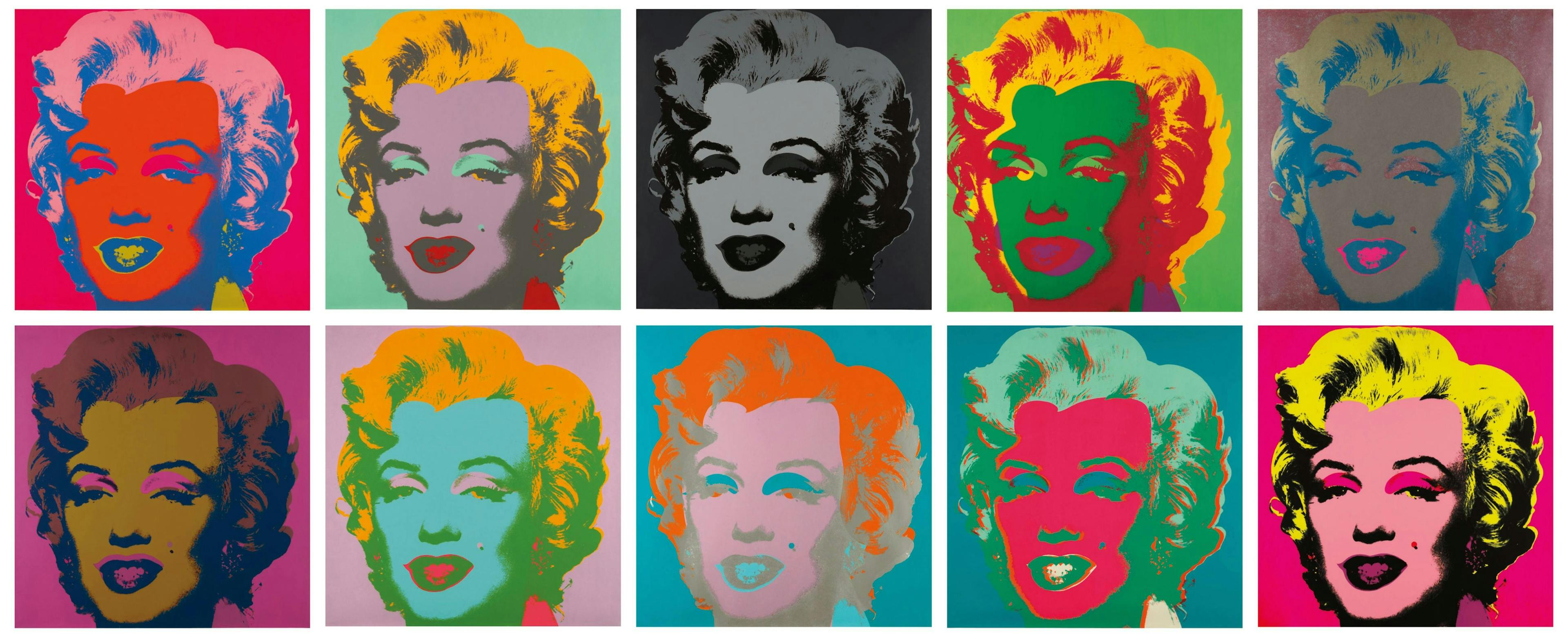 marilyn monroe; icon; iconic; female; portrait; series; pop art; 1960s; 60s; sixties; actress; beauty; glamour; glamorous; style; hollywood; cinema; movie star; celebrity; fame; famous; movies; film star; bright; bold; colourful; set; series collage poster advertisement label text head
