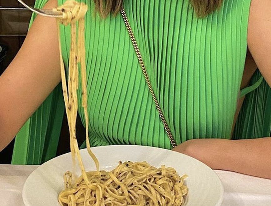 noodle pasta food spaghetti person human