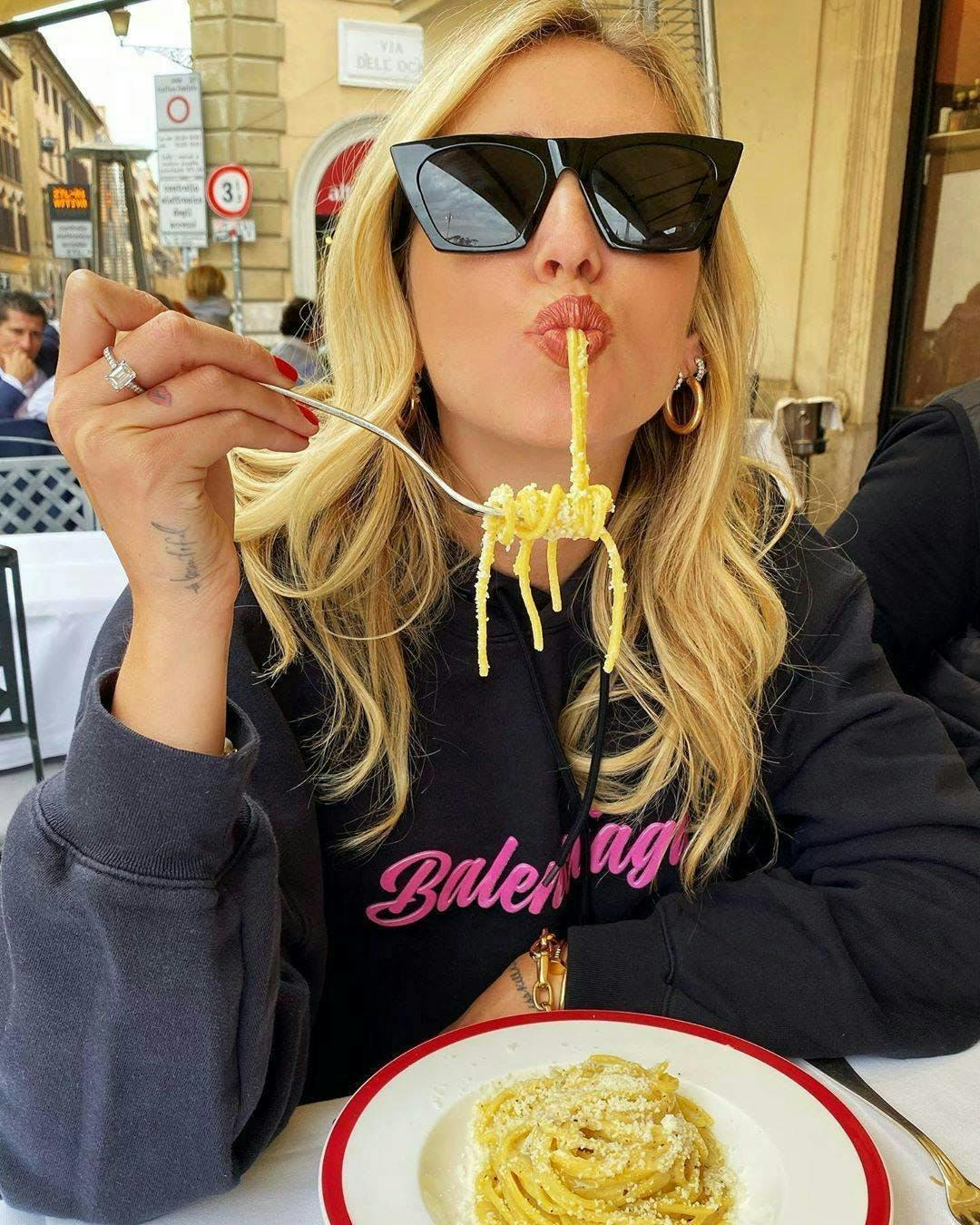 person human sunglasses accessories accessory noodle food pasta meal spaghetti