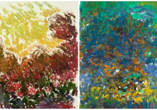 Claude Monet, Le jardin à Giverny, 1922-1926. Joan Mitchell, La Grande Vallee, 1983.