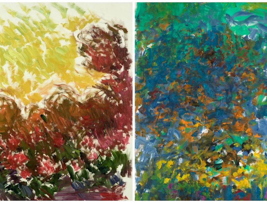 Claude Monet, Le jardin à Giverny, 1922-1926. Joan Mitchell, La Grande Vallee, 1983.