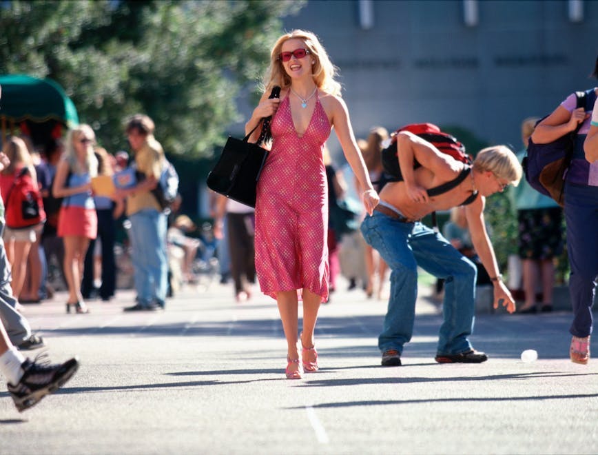 walking person jeans woman adult female people shoe handbag pedestrian