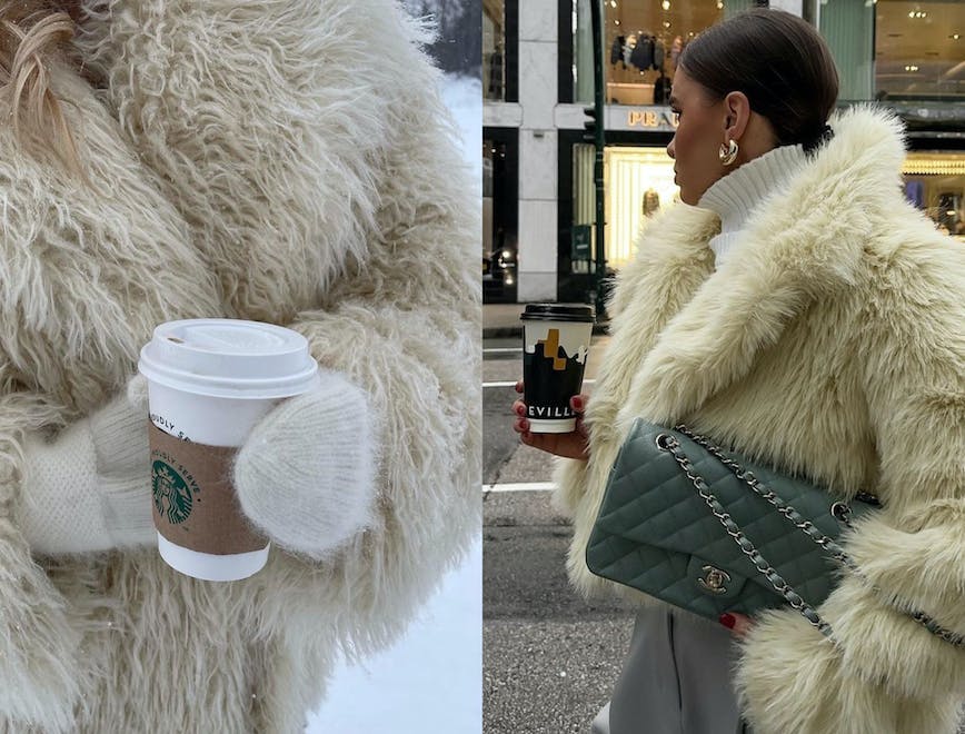 coat clothing fur disposable cup cup