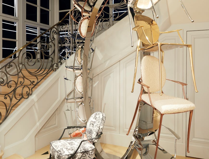 house housing staircase handrail indoors interior design chair furniture bag handbag