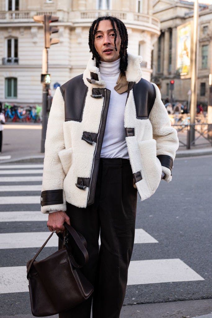 bestof topix paris coat bag handbag adult male man person jacket pedestrian purse